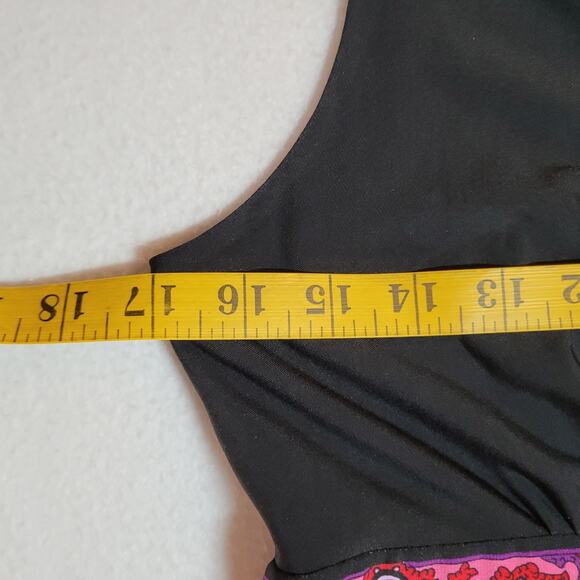 Sandra Darren Womens Dress 8 Wrap Top A-Line Sleeveless Black Pink Paisley Boho - Picture 3 of 12